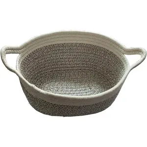 Rope Storage Basket with Handles, 12x8x5 Small Woven Basket for Easter Gifts,  Shower,  Toys &  Decor