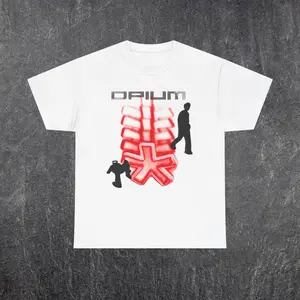 Faded Graphic Tee - Casual Retro Cotton T-Shirt with Graphic Design Featuring Red Crosses and Silhouettes