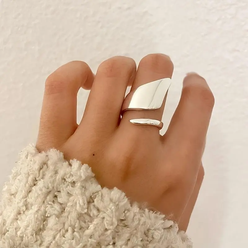 Abstract Geometric Alloyed Ring, Minimalist Wide Band with Thick Wrap Design, Alternative Style Jewelry for Parties and Gifting, Alternative Style Rings, Alloyed Rings