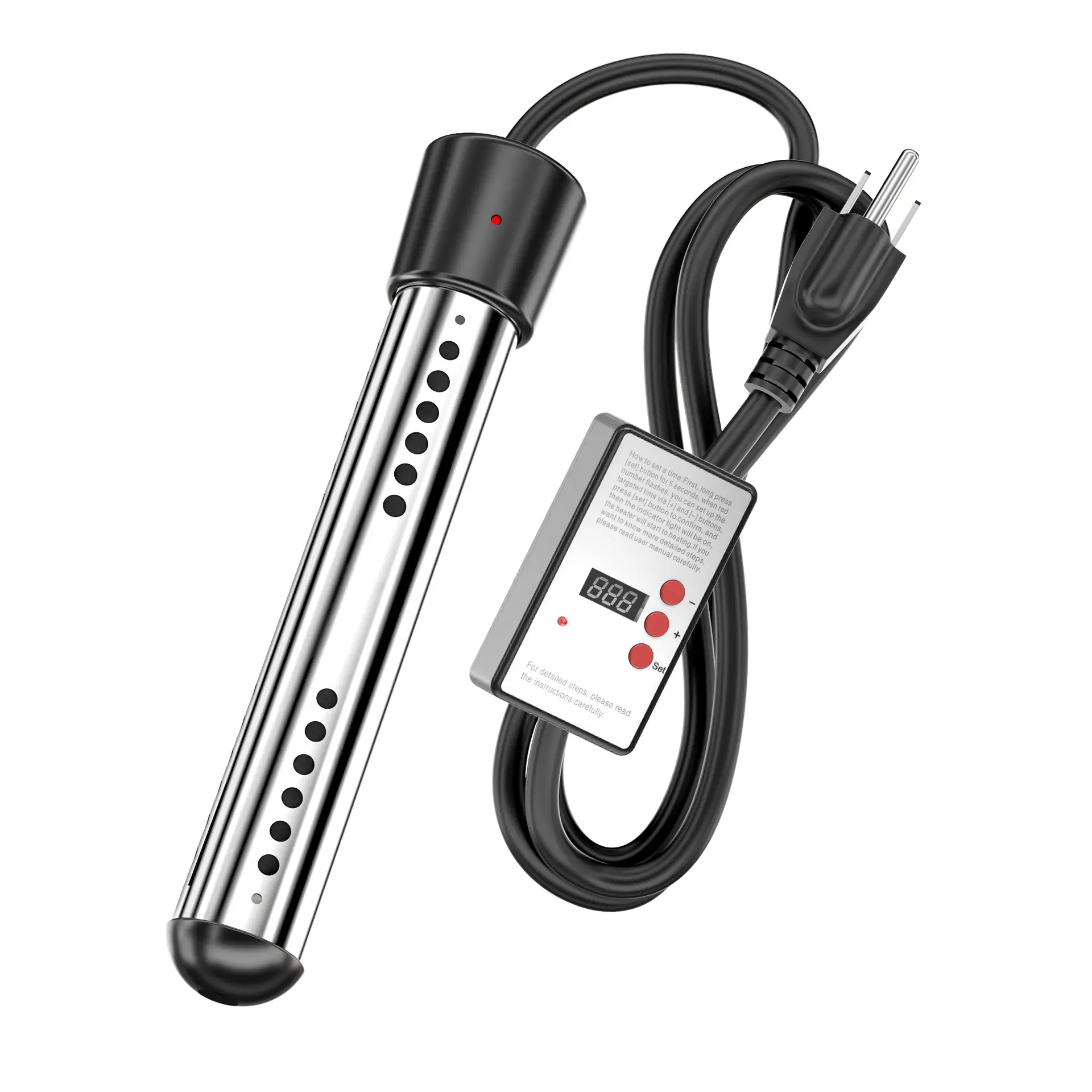 Ranein 1500W 110V Electric Immersion Heater, Bucket Water Heater with 304 Stainless-Steel Guard, Thermostat and Auto Shutoff, Heats 5 Gallons Water in Minutes