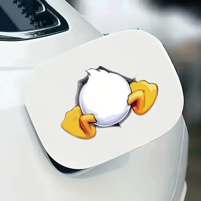 1PC Street Trendy Cute Logo Sticker, Cute car accessories, Stick on car fuel caps, this hole-drilling duck butt cartoon decor, cute trendy decoration Car Decal