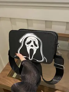 Halloween Skull Print Women's Crossbody Bag Mini Square Phone Wallet Gothic Party Clutch for Fashion Events Cosplay Accessories Crossbody Shoulder Bags