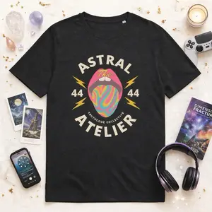 Astral Atelier — Organic Cotton Tee, Spiritual Graphic T-Shirt, Third Eye Shirt, Psychedelic Graphic Top, Angel Number 444 Shirt,  Crewneck Casual Unisex T-Shirt [GOTS + OCS Certified]