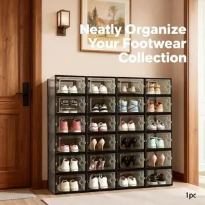 Clear Plastic Stackable Shoe Boxes, Upgrade X-Large Shoe Organizers, 6/12/24 Packs, Drop Front Design, Ideal for Sneaker Displays, Clear Plastic Drawers