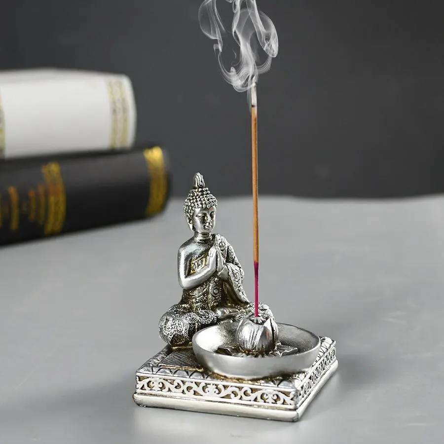 Buddha Statue Decorative Incense Burner, Vintage Incense Holder, Bakhoor Burner, Bakhoor Incense Burners, Home Fragrance Decor, Decorative Ornament for Living Room & Bedroom & Office