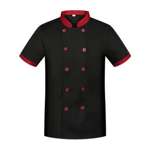 Men's Professional Chef Coat with Chest Pocket - White Polyester, Button-Up, Short Sleeve, Ideal for Cooking & Restaurant Activities