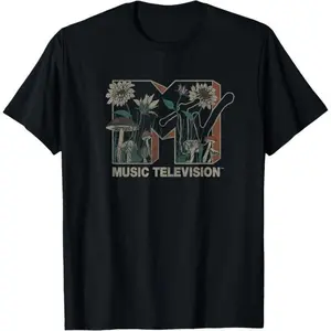 MTV Sunflower & Mushroom Vintage Style T-Shirt |   Retro Music TV Nature Lover Gift for Him Her