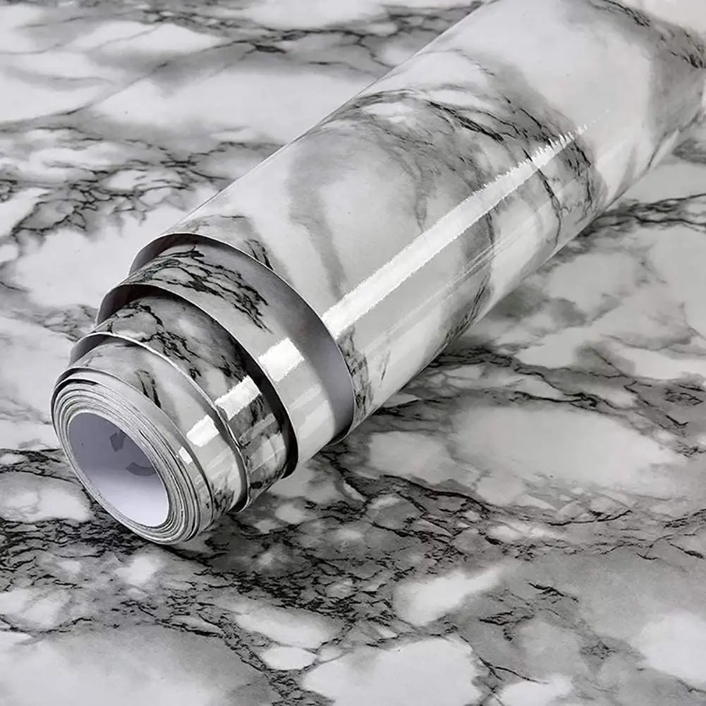 Marble Pattern Self-adhesive DIY wallpapers, Waterproof PVC Wall Sticker, Wall Decor for Home Kitchen Countertop, Cabinet, Furniture, Marble Backsplash Wallpaper