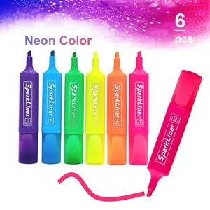 Colorful Neon Highlighter Pen, Highlighter Marker, 6 Counts/set Quick-dry Water-based Ink Highlighter Pen, Arts & Crafts Supplies for Students School Dormitory Home