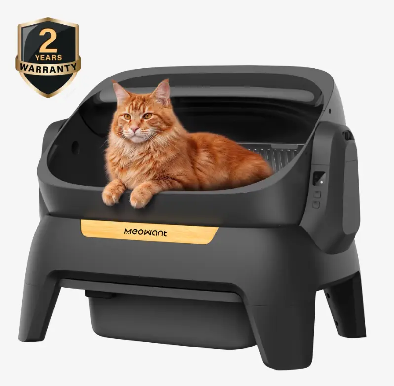 Meowant XXXL Automatic Litter Box, Extra Large Open-Top Self-Cleaning Tray for Multi-Cat Homes with APP Control, Infrared Scanning, Anti-Pinch Feature, 12L Waste Bin and Odor Control, Automatic Litter Boxes,back to school