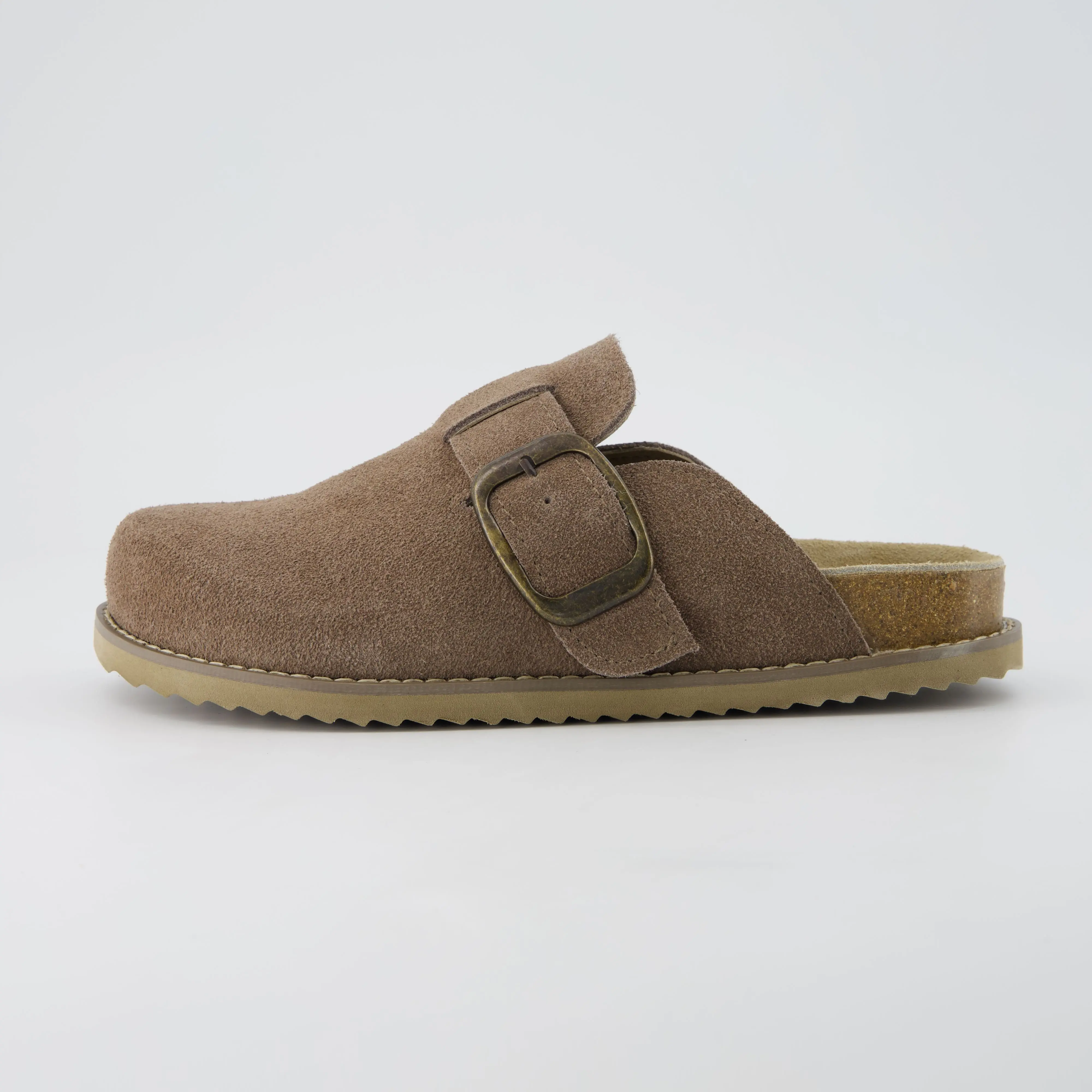 Cushionaire Women's Blain Suede Slip-On Clogs | Genuine Leather Casual Shoes for Women with Soft Memory Foam Cushioning & Oversized Buckle