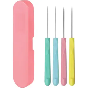4Pcs 5.2 Inches Sugar Stir Needle Cookie Scribe Needles Cake Decorating Needle Tool Cookie Decoration Supplies for Baking Lovers Pink