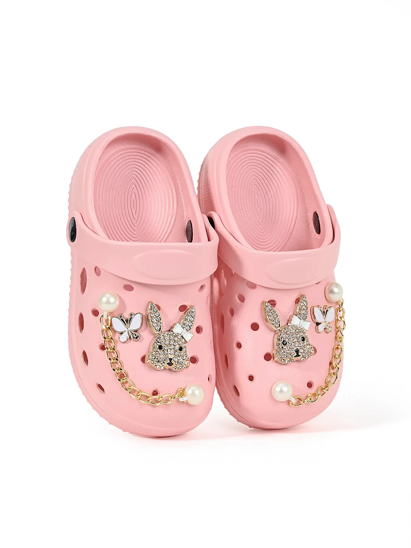 Summer New Plain Holey Shoes, Cute Thick Sole Anti-Slip Beach Resort Slide On Sandals, Breathable Textile Eva Sole Casual Girl Slippers, Antislip Slippers