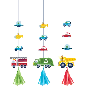 Transportation Time Hanging Tassel Decor | 3 Pc