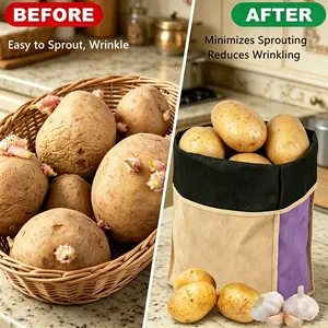 Potato Storage Bags with Side Zipper - Breathable & Light-Blocking Pantry Organizer | Keeps Veggies Fresh Longer, Heavy Duty Vegetable Storage Container for Kitchen tiktokshopspringglowup