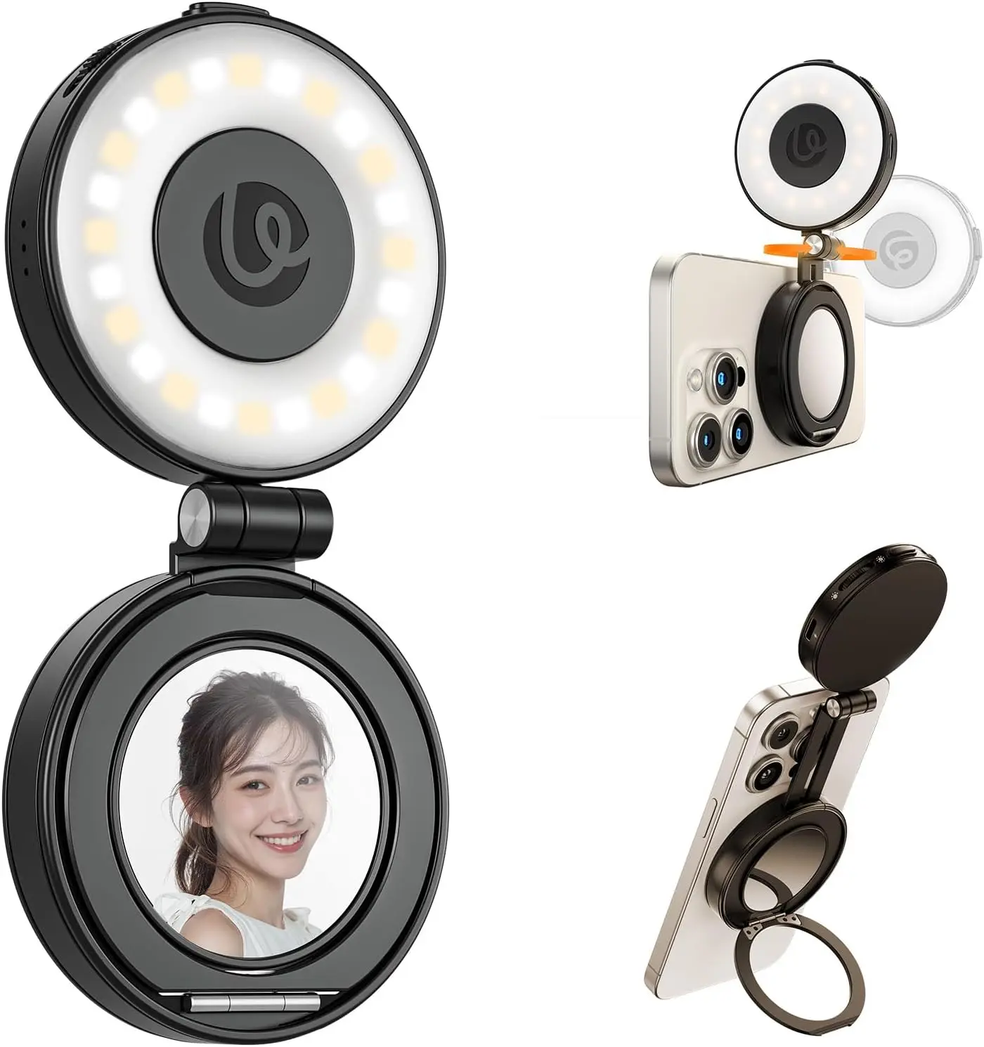 Ulanzi LM23 Magsafe Pocket LED Light Foldable Video Light 360 Adjustable 2500-8500K Bi-color for iPhone 17 16 Android Phone Live CRI/Ra 92-96