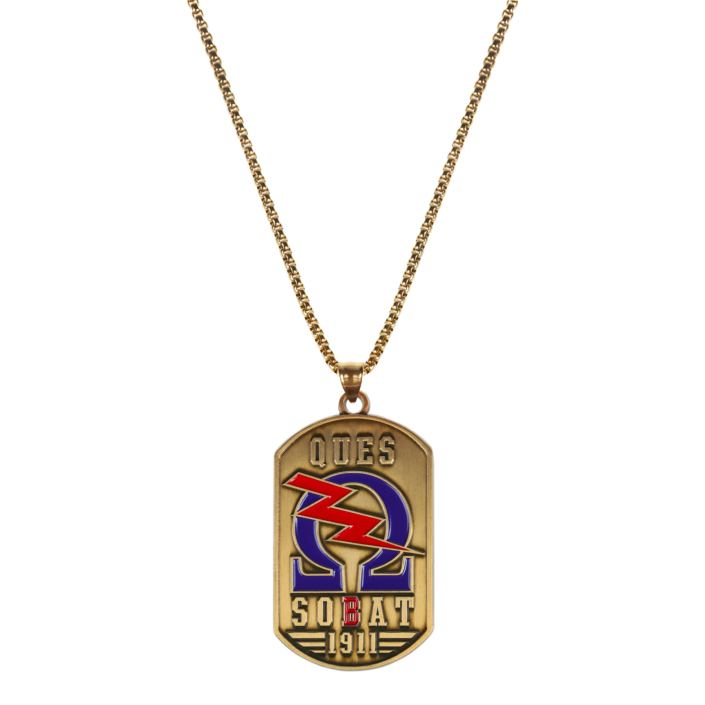 BBGreek - Omega Psi Phi - Dog Tag Necklace with 24-Inch Rope Chain - Official Vendor