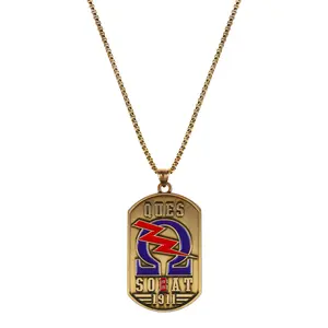 BBGreek - Omega Psi Phi - Dog Tag Necklace with 24-Inch Rope Chain - Official Vendor