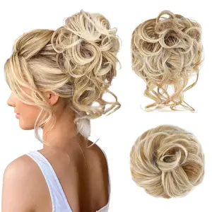 Vigorous 1PCS/2PCS Messy Bun Hair Piece Tousled Updo Hair Buns Hair Pieces For Women Wavy Curly Scrunchies Chignon Ponytail Hairpieces For Daily Use