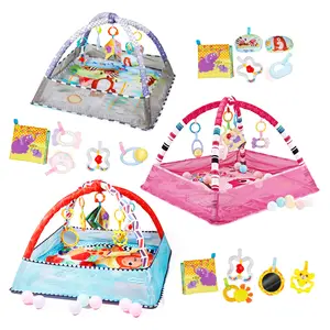 Baby All-round Development Game Pad, Multifunctional Baby Activity Game Pad, Easy to Install and Remove Baby Fitness Stand, all with Multiple Detachable Sensory Toys, Promote Hand Eye Coordination, Nursery Development Mat