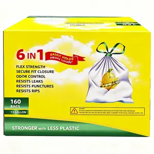 Ultra Strong 13 Gallon Trash Bags, Tall Kitchen Trash Bags 13 Gallon Size, Drawstring Closure, Continuous Odor Control, White, 160 Bags,Office, outdoors, party