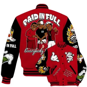 Varsity Jacket To Match Bred Velvet 11s - Funny Everybody Paid In Full Graphic All Over Print Baseball Jacket, Stylish Unisex Streetwear Outerwear, Anime-Inspired Baseball Jacket �C Cool Otaku Streetwear, Hiphop Varsity Jacket, Gift for Friends