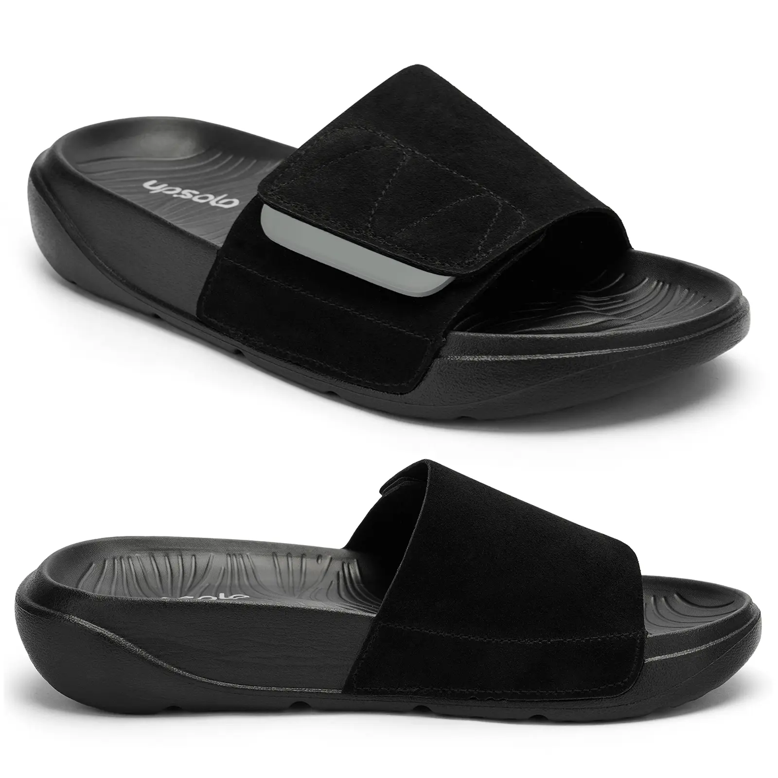 UPSOLO Men's Orthotic Slide Sandals with Arch Support for Arch Pain Relief, Casual Open-Toe Footwear with Adjustable Velcro Straps for Indoor Outdoor Wear, Shoe, Stylish, Casual Wear, Effective Arch Support