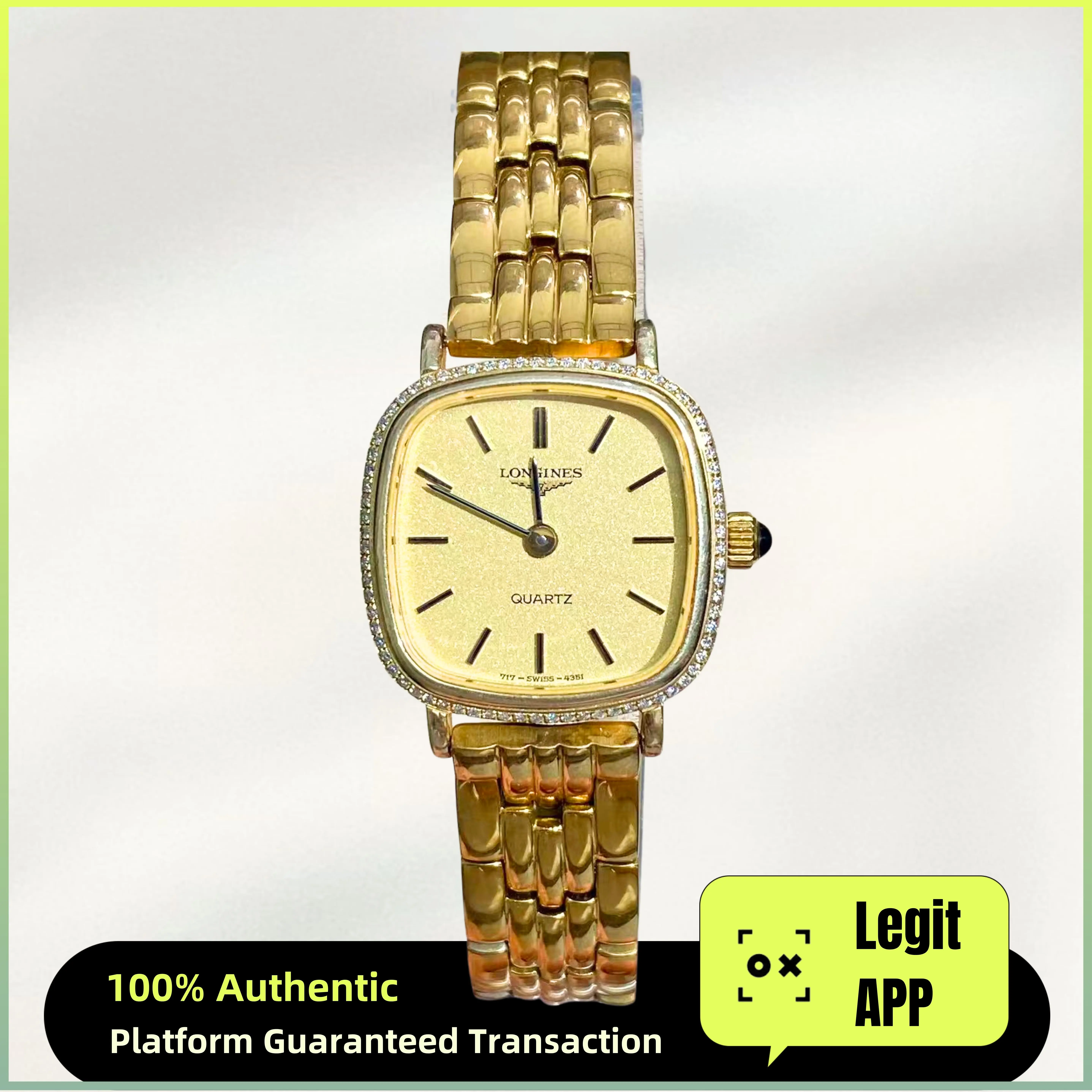 Longines Vintage Quartz Gold Plated Steel 22mm Yellow Dial Diamond 11900497