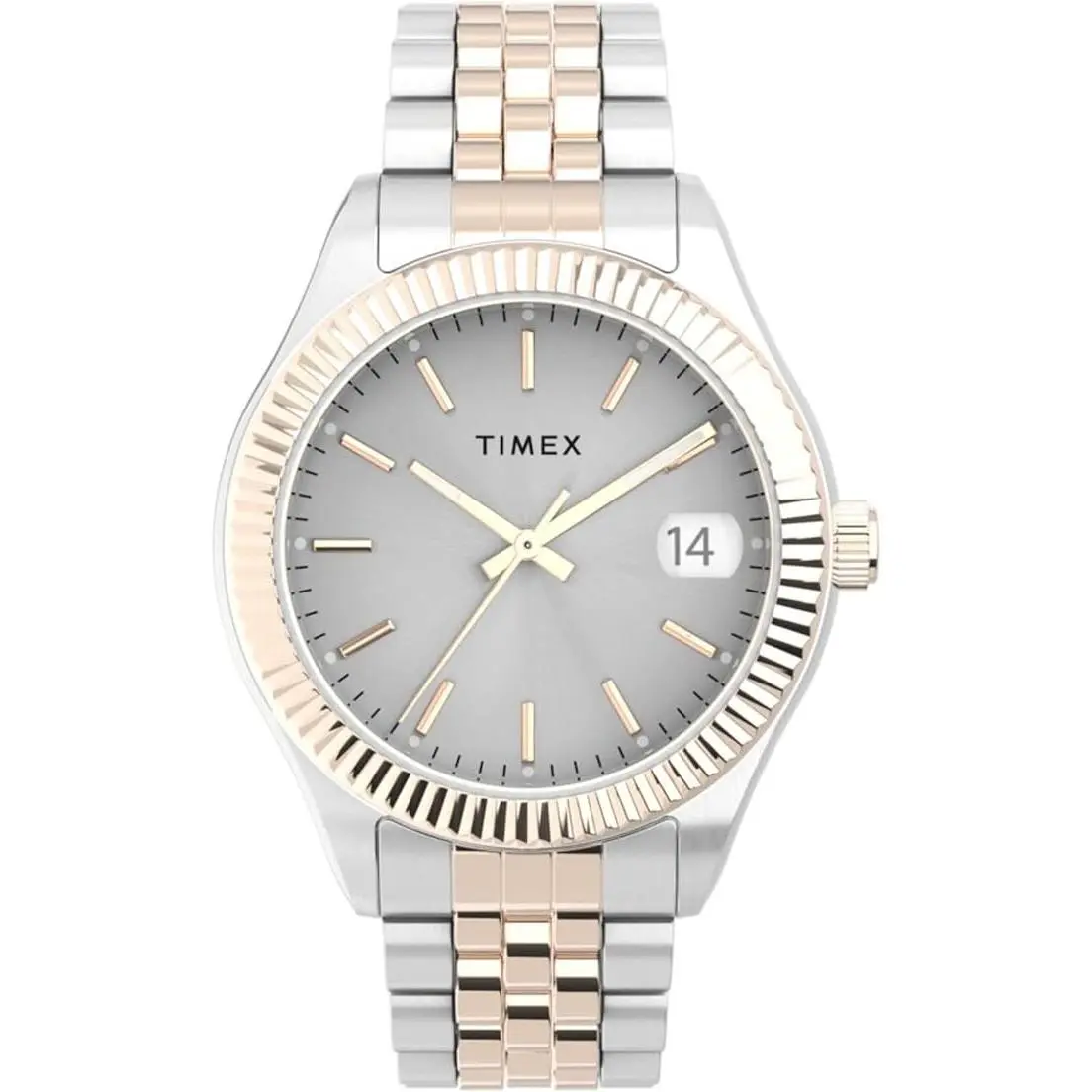 Timex Waterbury Legacy 34mm Stainless Steel Ladies Watch TW2T87000, Date Display, Quartz Drive, Analogue Quartz Watch, Casual Fashion Wristwatch, Fashionable Waterproof Wristwatch, Stainless Steel Watches