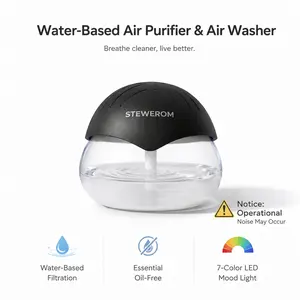 Stewerom Water-Based Air Purifier and Air Washer, Aromatherapy Air Freshener with 7-Color LED Mood Light, Air Revitalizer for Home, Bedroom, Office and Desk