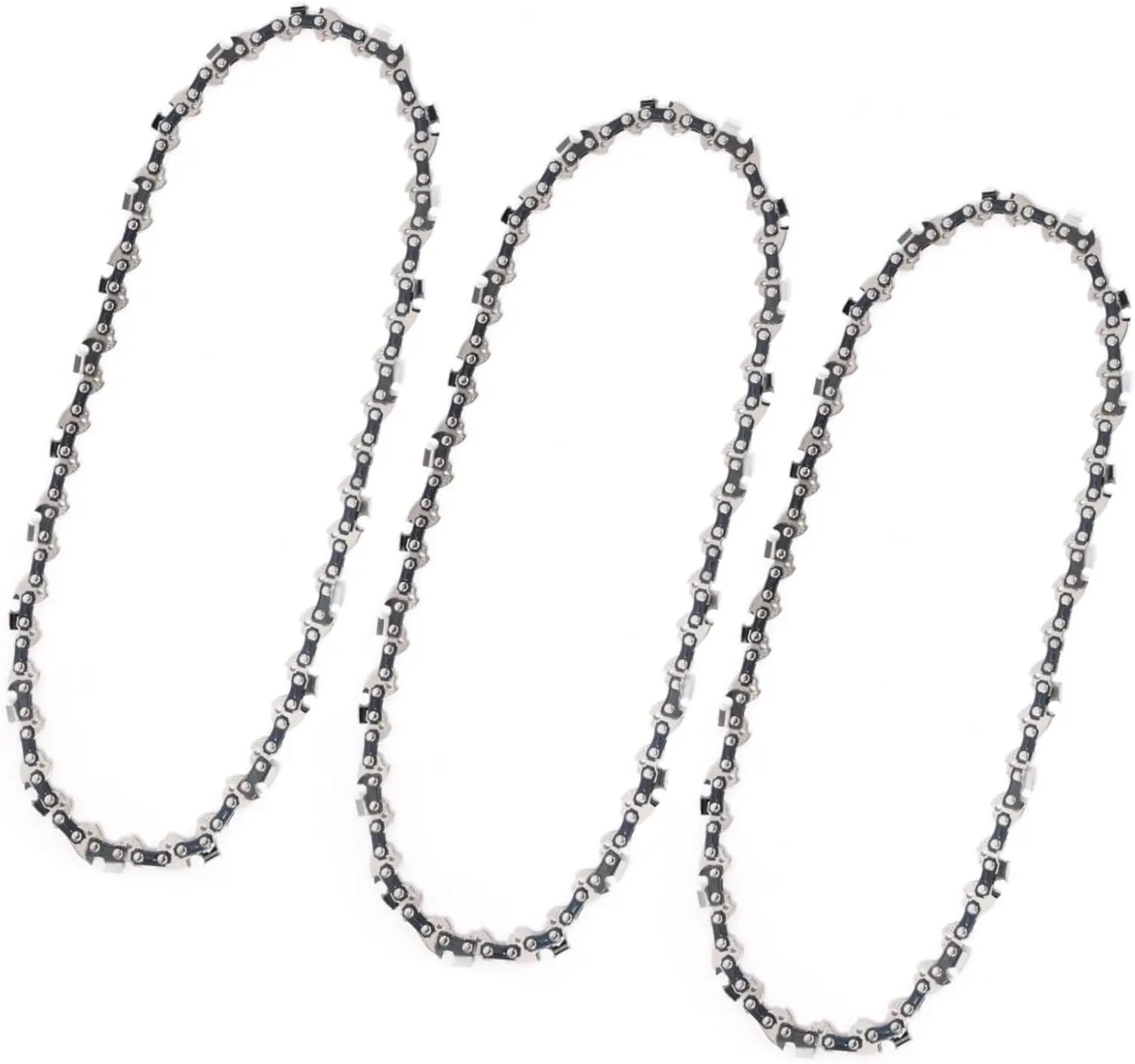 3-Pack 12-In Chainsaw Chains - 3/8 LP Pitch, .050" Gauge, 45 Links, ANSI B175.1 Safe, Meets ANSI Low-Kickback, Deep Quench Steel, Trim Branches with Ease, Wide Compatibility with Craftsman, Makita, McCulloch for Firewood Cutting, Small-Scale Logging