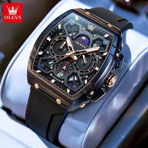OLEVS Genuine Men's Watch Bucket Watch Chronograph Luminous Function Waterproof Multifunctional Watch Silicone Strap Watch 2942 Reloj de cuarzo de hombre