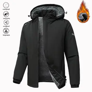 Men's Thick Warm Fleece Lined Hooded Jacket Windproof Waterproof Insulated Casual Sports Coat with Removable Hood Western Style