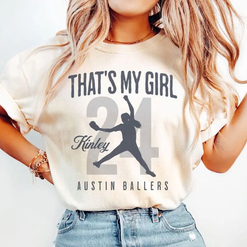 [Custom] Comfort Colors That’s My Girl Softball Pitcher Shirt, Personalized Sports Family Tee
