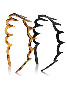 Women's Zigzag Headbands, 2-Pack U-Shaped Hair Comb Design, Non-Slip Slick-Back Hair Accessory, Daily Styling, & Tortoise Color, Ideal for Daily Use