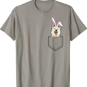 Peeking Bunny Ear White German Shepherd Dog Happy Easter Day T-shirt