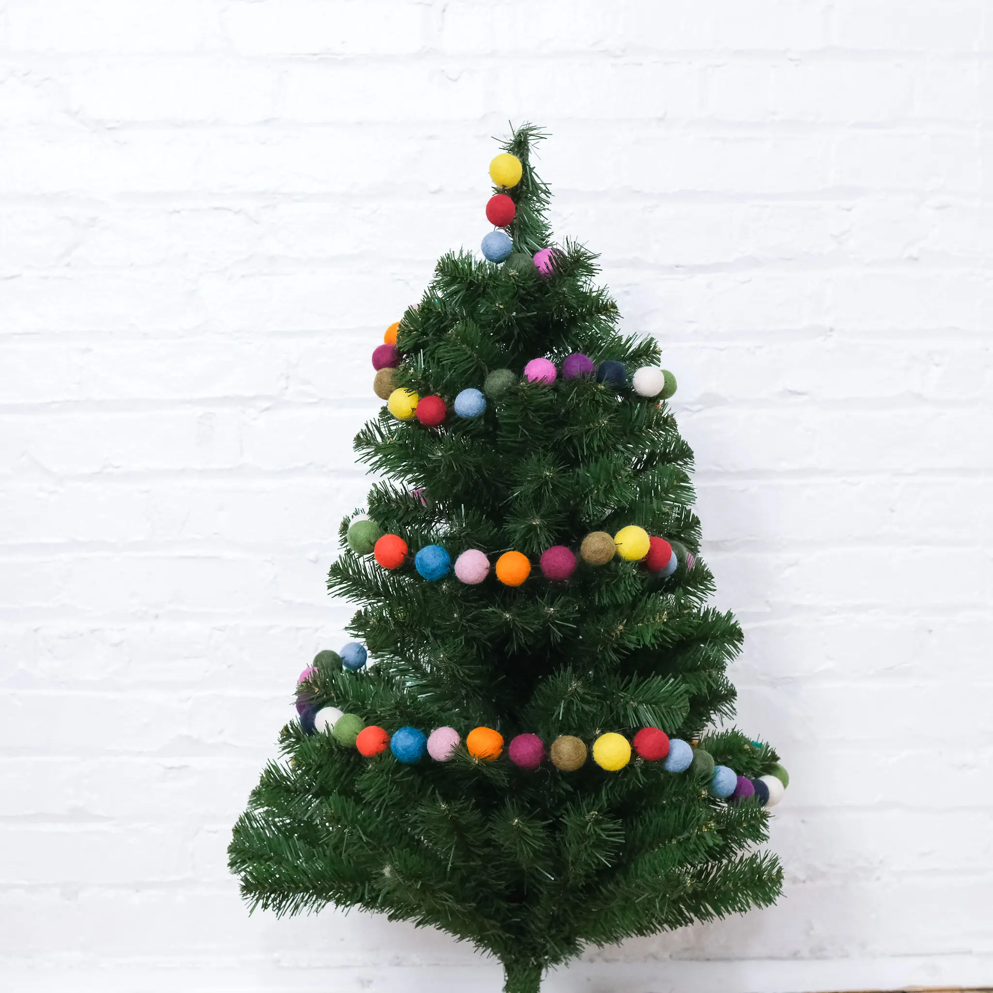 Handmade Pom Pom Garland,  Multi Color Felt ball Garland, Christmas Tree Decor, Girl Nursery Decor, Holiday Garland Decoration, Boho Decor