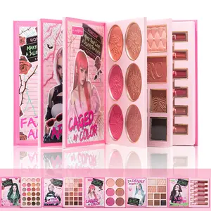 Beautiful 5-Page Makeup Kit Set Magic Book, Cosmetic Gift Set, Includes 70 Colors, 48 Matte & Shimmer Eyeshadows, 6 Lip Colors, Ideal Holiday Party Gift