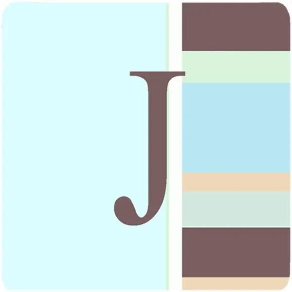 Monogram - Blue Stripes Foam Coasters Initial Letter J, Set Of 4