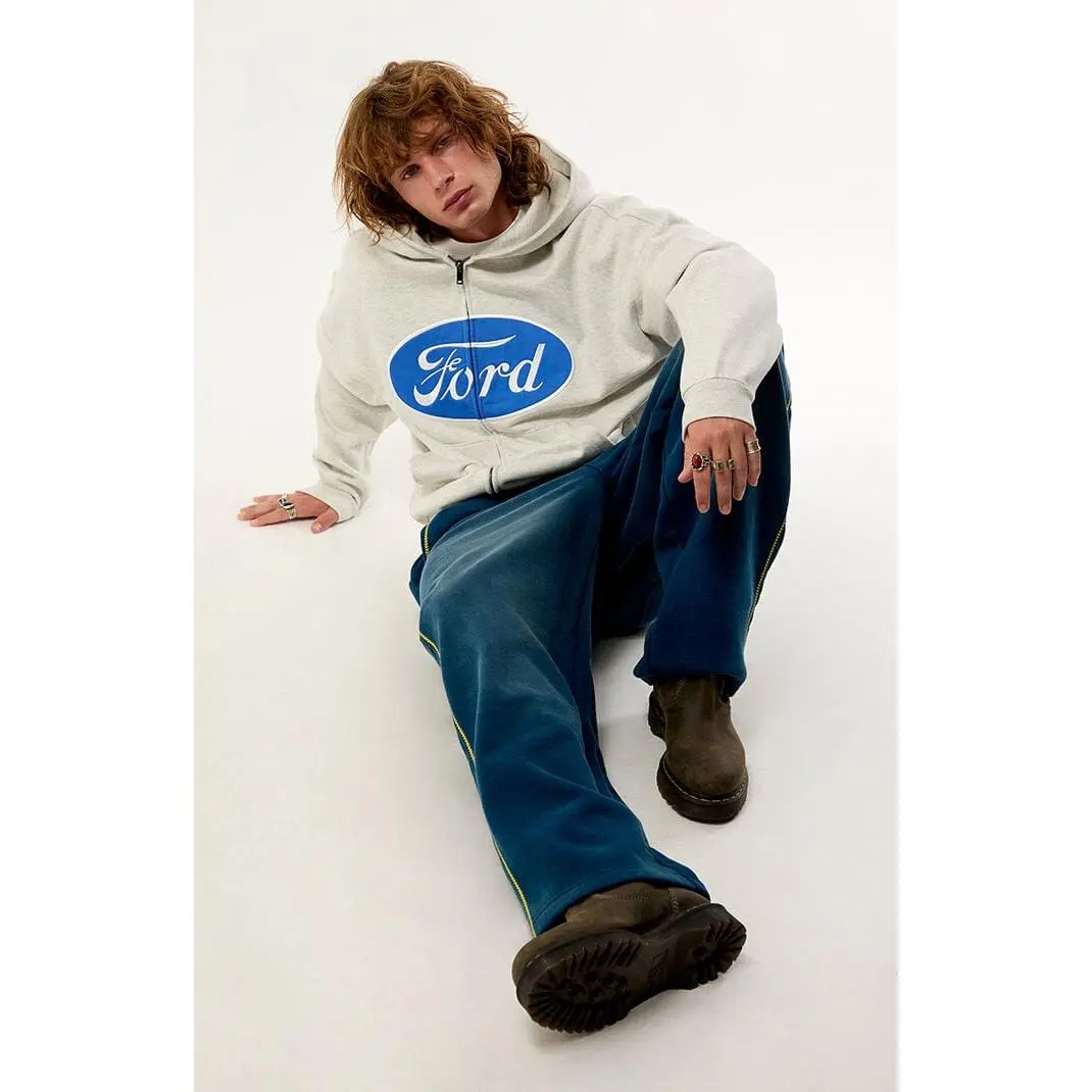FORD Men's Motor Logo Zip Up Hoodie