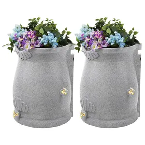 Good Ideas Rain Wizard 50 Gallon Plastic Rain Barrel Urn, Light Granite (2 Pack)