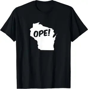Ope Wisconsin State Outline Silhouette Wholesome Funny T-Shirt Pure Cotton Graphic Tees Menswear Top: Gifts for Men & Women