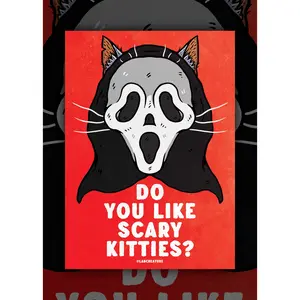 SCREAM(ING) Ghostly Faced Cat Art Print