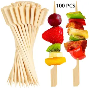 100PCS Disposable Bamboo BBQ Skewers, Food Picks for Hamburgers Fruits, Cocktail Decorations, Party Snack Sticks, Barbecue Utensils, Barbecue Accessories, Edulis Phyllostachys