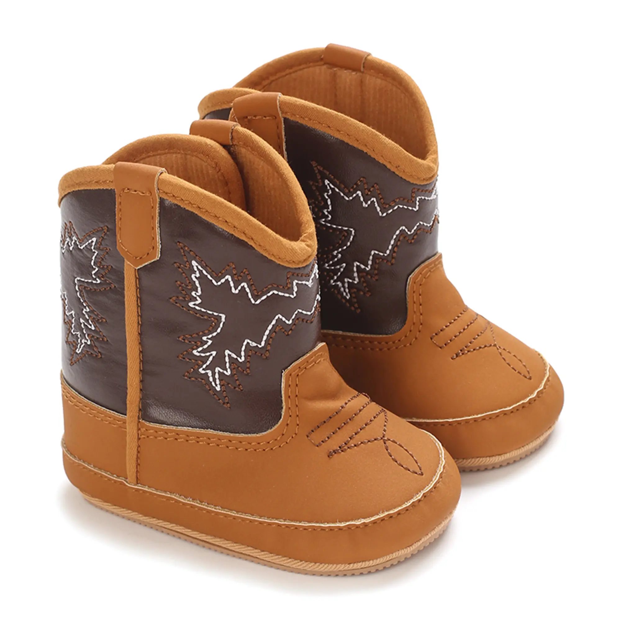 Baby Cowboy Boots Western Boots Toddler Cowboy Bootie Soft Sole Non-Slip Crib Shoes For Infant Boys Girls 0-18 Months