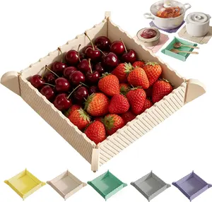 2-in-1 Magnetic Silicone Mat Foldable Serving Tray, Heat Resistant Waterproof Non-Slip Silicone Plate for Kitchen & Outdoor Camping
