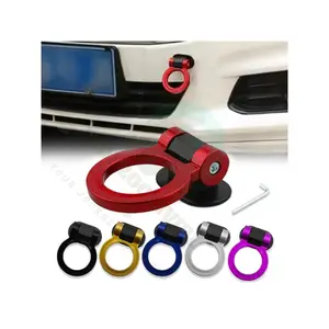 Premium Red Round Adhesive Decorative Trailer Hook - Multi-Color, Universal Fit Car Decorative Sticker Trailer Hook