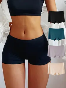 Women's Solid Color Nylon Boyshorts, Minimalist Seamless Safety Shorts, Underwear for All Seasons, Everyday