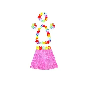 Hawaiian Grass Skirt and Lei Set, Perfect for Luau Parties, Summer Beach Parties, Pool Parties, Colorful Lei and Grass Skirt, Hawaiian Theme Photo Booth Props, Tropical, Party Decorations