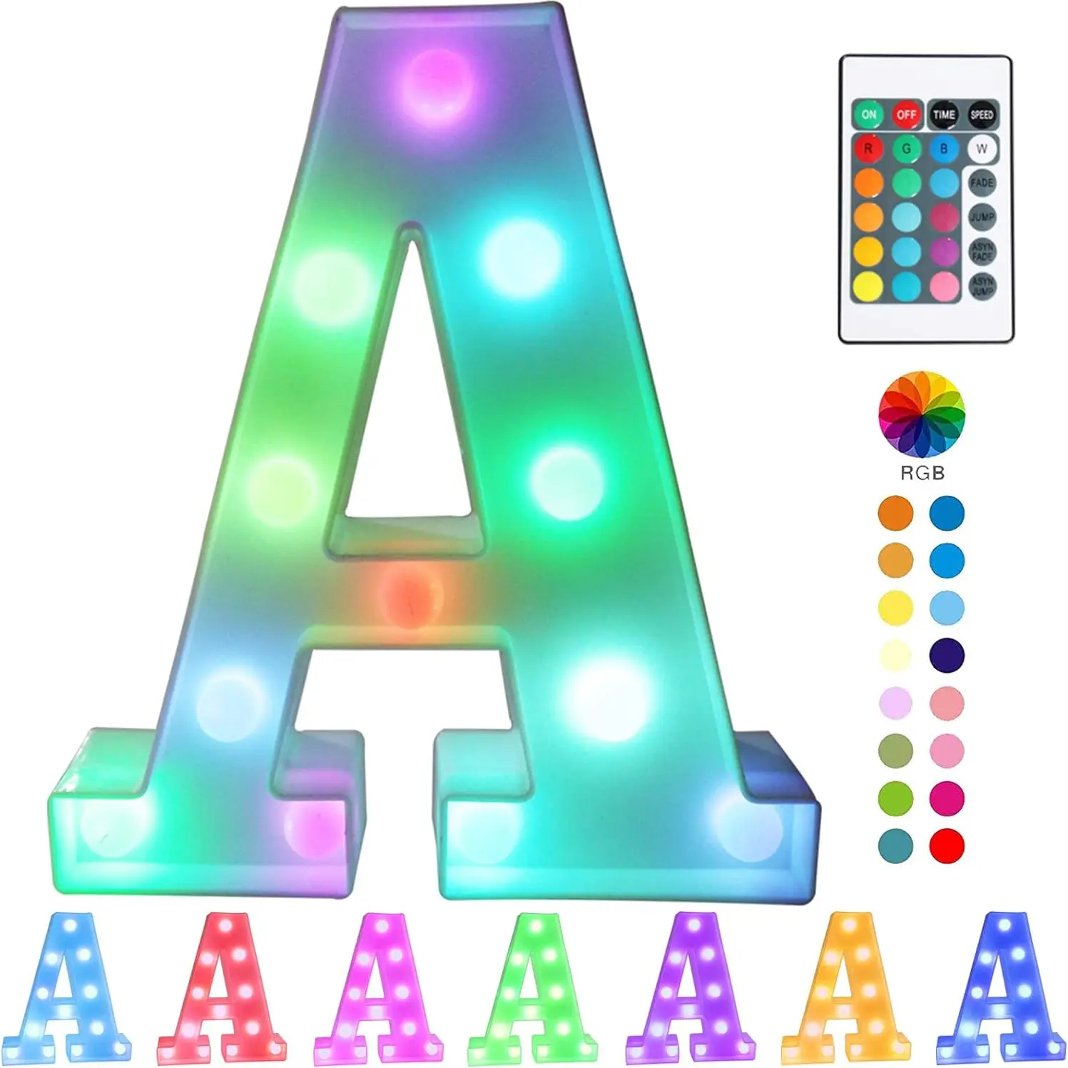 8.8 in ABS Plastic LED Color-Changing Alphabet Lamp with Switch - Novelty Colorful Lights, Indoor Lighting, Home & Wedding Party Decor Supplies
